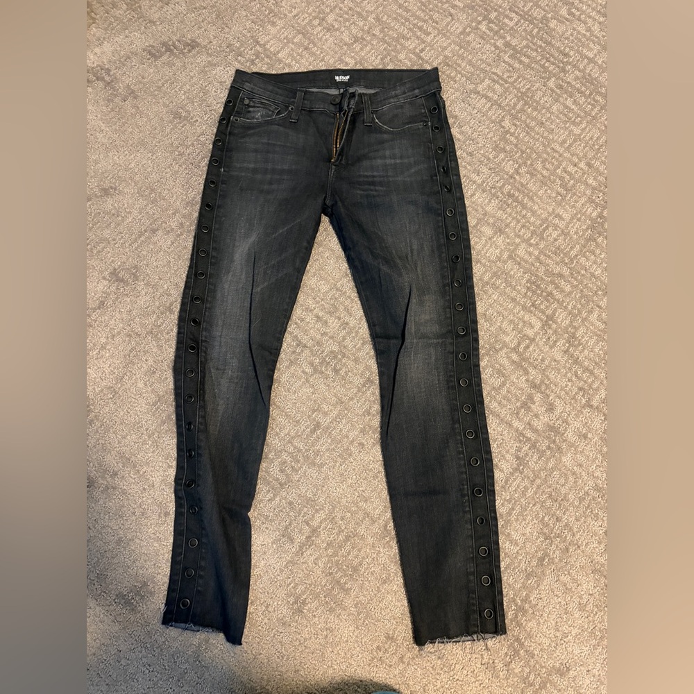Hudson Jeans Dark Gray Skinny with Side Button Accents